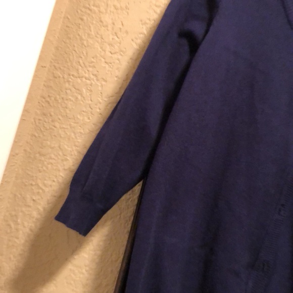 NWT Rue21 Navy Blue Crop Cardigan. Beautiful Bow design with lace/sheer fabric - Picture 9 of 15